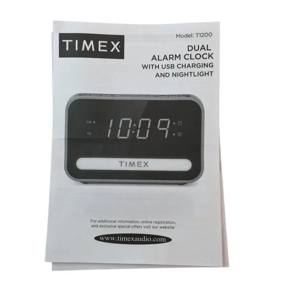 Timex T1200 Dual Alarm Clock w/USB Charging Nightlight Backup Battery Tested - Picture 8 of 8